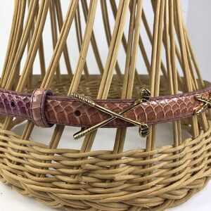 L.B. Belt Company Women Size S Pink Gold Genuine Snakeskin Leather Golf Belt USA